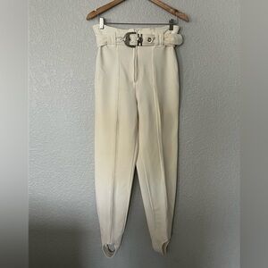 Sportalm Kitzbuhel Cream High-Waist Cream Tapered Pants with Belt EUR 40 US 8